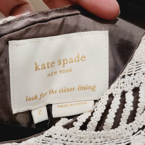 Kate Spade Women's 2 Dress Virginia Black Scalloped Lace Shift Short Sleeve EUC - Picture 5 of 10